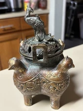 Incense Burner Censor Phoenix  Bronze Sculpture Ornament, Antique