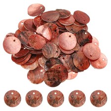 60Pcs Shell Beads for Jewelry Making, Flat Shell Coin, Brown