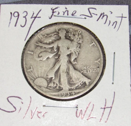 Fine Silver 1934 s San Francisco Mint Silver Walking Liberty Half Dollar 1/2 WLH
