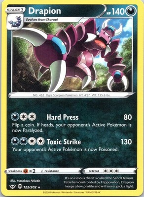 Drapion Rare SWSH01: Sword & Shield Base Set 122/202 LP Normal