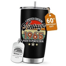 60th Birthday Gifts For Men Women, 1965 Birthday 60th Birthday Black Tumbler