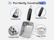 Stainless Steel Cat Litter Scoop,Metal Cat Litter Scoop,Kitty Metal Scooper&