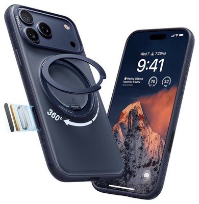 TORRAS Ostand Q3 Air Case for iPhone 17 Pro 6.3'', MagSafe, 360° Stand, Midnight