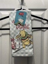 Disney Winnie The Pooh Piglet Merry  Bright Christmas Kitchen Towel NWT Holiday