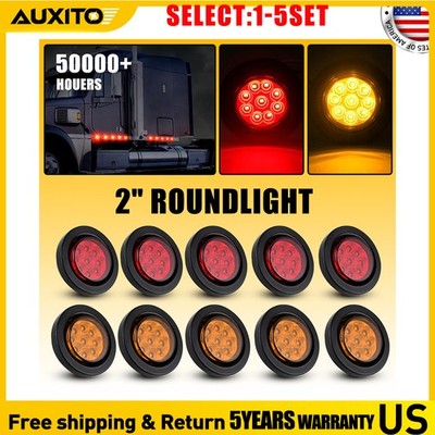 Fit International LT Series 2 Inch Round 9 LED Red Amber Marker Lights 10-50X