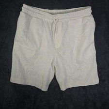 ZARA Men Textured Drawstring Waist Shorts Cream Size Medium