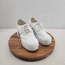 White Patent Leather Platform Lace Up Oxford Chunky Heel Shoes Mens 10.5