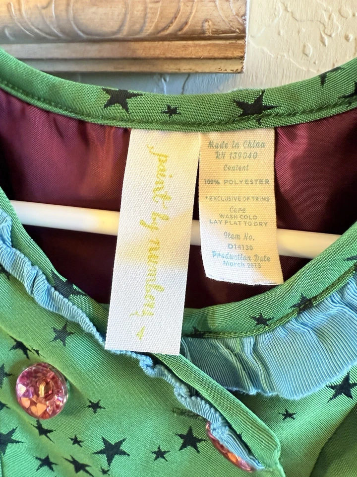 Matilda Jane Paint by Numbers 4Y Girls Constellation Dress Green W Pink Buttons - Image 3 of 4