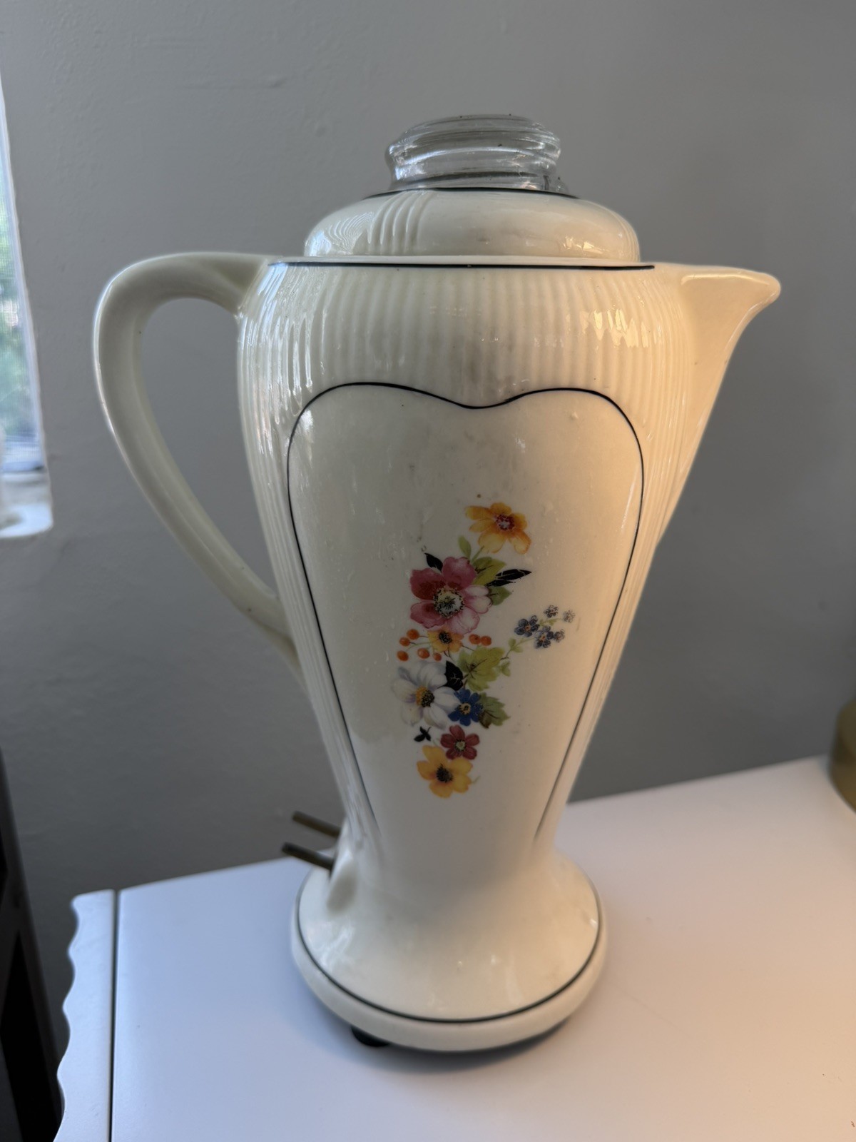 Porcelier Porcelain Coffee Set Elec. Percolator Vintage 1930s-40s