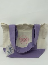 Trader Joe's Mini Canvas Tote Bag Spring 2026 Lavender NWT Free Shipping