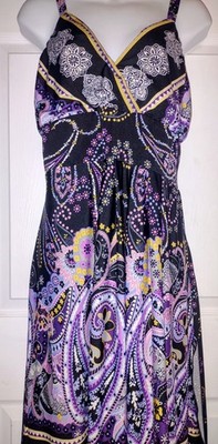J.F.W. Black, Purple, Blue, Yellow, White, Paisley Dress Women's Size 2X |  eBay