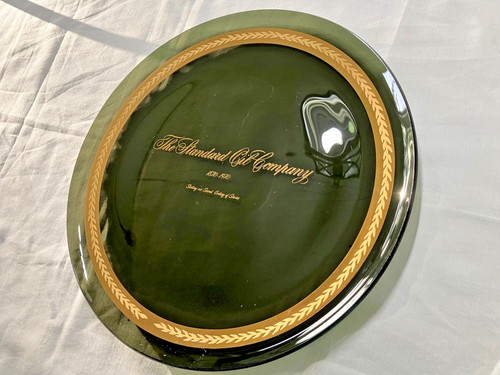 Beautiful Old Black & Gold Standard Oil Company Glass Plate Celebrating 100 Year