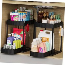 Multi-Purpose Pull-Out Storage Organizers, Under Sink/Cabinet 12.8 Inch Black