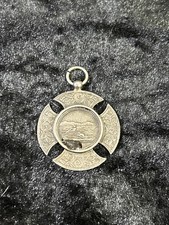 Antique Canoe Race Canterbury Cross Award Medal Pendant Silver 1 3/16" Diameter