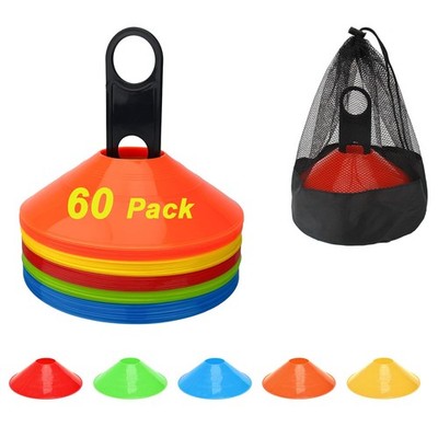 60 Pack Soccer Training Cones, Football Sport Cones Training Field Marker Agi...