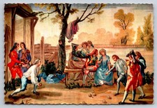 El Escorial Palace Tapestry 'Game of Bowls' S. XVIII Old Art Postcard