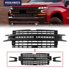 Matte Black Front Bumper Upper Grille Grill For Chevy Silverado 1500 2019-2022