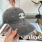 CHANEL New Retro Distressed Grey Denim Baseball Cap Adjustable Unisex — photo 2