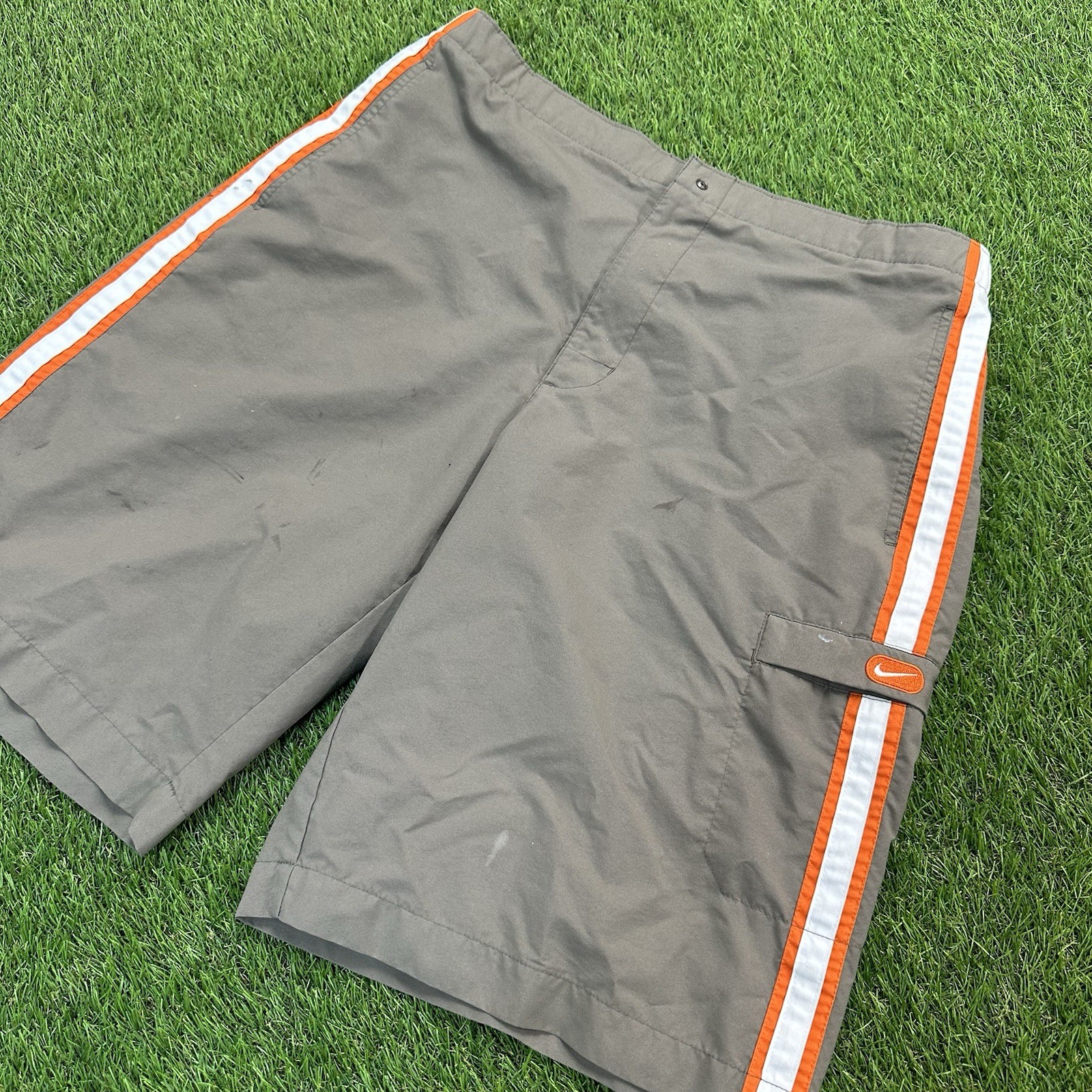 Vintage 2000s Y2K Nike Basic gray & orange lightw… - image 3