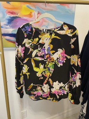 100% Silk Floral Women s blouse small