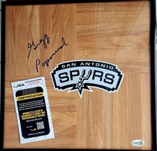 GREGG POPOVICH SAN ANTONIO SPURS 12X12 FLOOR BOARD WITH FRAME SIGNED JSA
