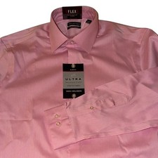 Van Heusen Men Rose Pink Slim Fit Ultra Wrinkle Free Flex Collar Dress Shirt S