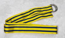 J.Crew Grosgrain D-Ring Belt S/M Yellow Striped Canvas Preppy Adjustable Buckle