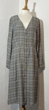 New Look Size 16 Dress Chequered Button Up Casual Work Long Sleeves 1737