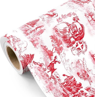 WRAPAHOLIC Toile Vintage 17 inch x 16.5 feet, Santa de Jouy - Red 