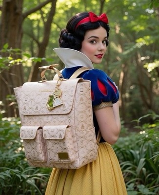 B&BW’s Disney Princess Cream Patterned Women\'s Backpack with Gold Hardware Disney Beauty and the Beast Belle & Philippe Floral Backpack  main image 3