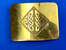 Antique Brass tone BOHO HIPPIE Ornate Lines Pattern Belt Buckle