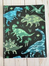 Dinosaur 3 Hole Spiral Notebook 80 Sheets Wide Ruled Camouflage New School Kids