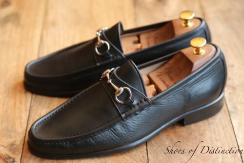 Gucci Black Leather Silver Bit Loafers Shoes Men's UK 8 E US 9 EU 42 - Picture 2 of 12
