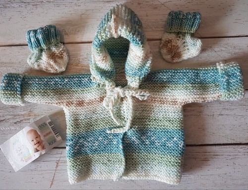 Baby Garnitur, ca. 50- 56, Handmade, kühle Farben , schön kuschelig