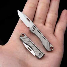 TC4 Titanium Mini Keychain Pocket Knife Backup Blade Tool Lightweight EDC