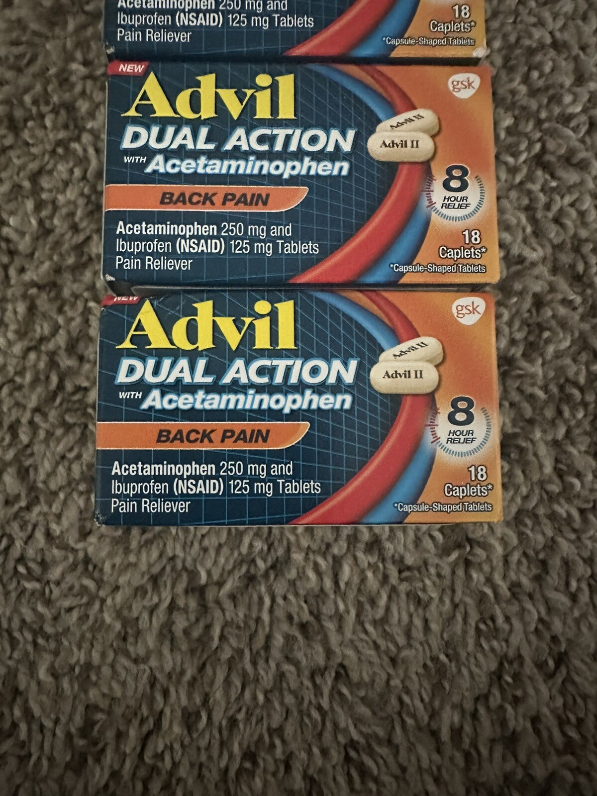4X Advil Dual Action Back Pain 18 Caplet each Exp 02/26 eBay