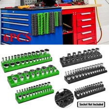 6X Magnetic Socket Organizer Storage Holder Tray 1/4" 3/8" 1/2" Drive Metric SAE