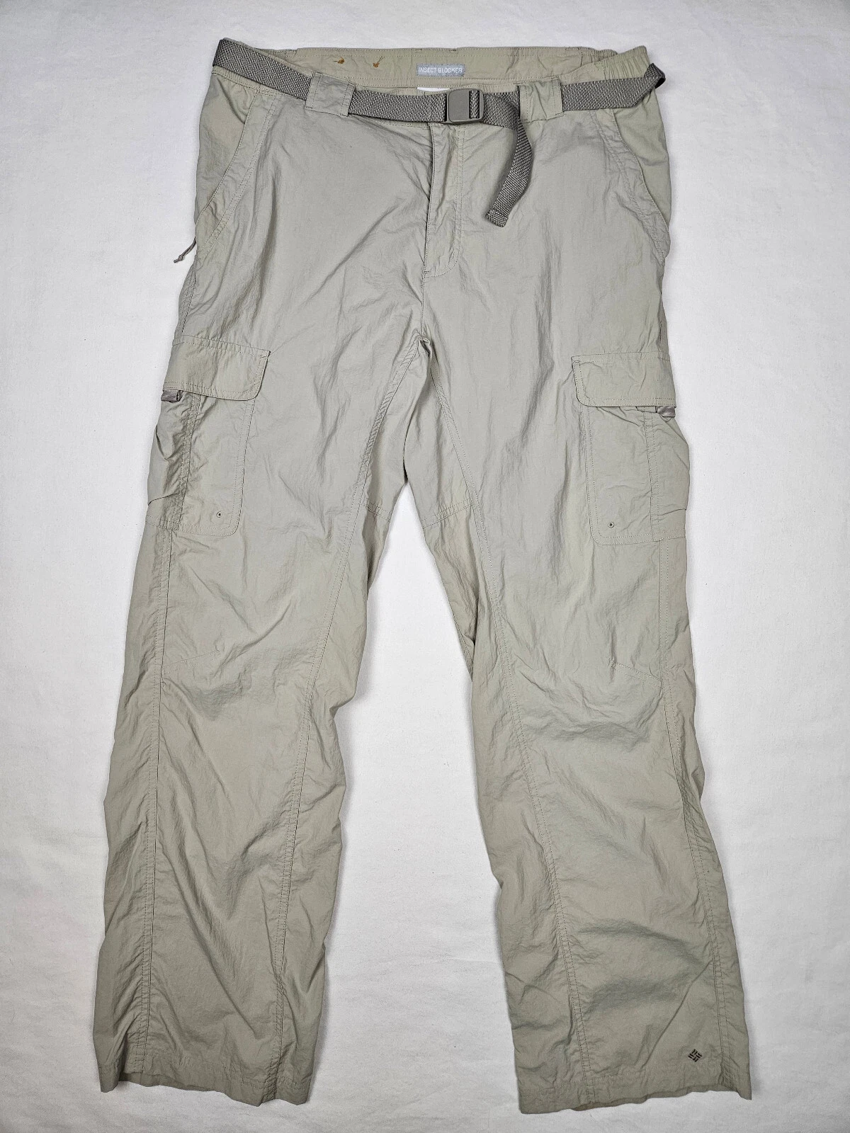 Columia Pants Mens Large Insect Blocker Khaki Cargo Lightweight Hiking Fishing