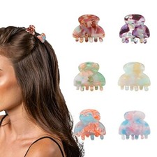 6Pcs 1.06 Inch Small Hair Clips Mini Hair Claws Tortoise 6 Pack Multicolor