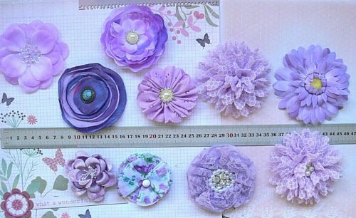 LAVENDER ORCHID 65-100mm Fabric Organza Satin 9 Flower Style Choice Each FB NJC - Zdjęcie 1 z 12