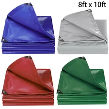 8x10' 22Mil Heavy Duty PVC Coating Tarp Tarpaulin UV Resistant Waterproof Canopy