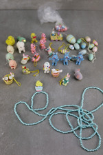 Vintage Easter Tree Ornaments Painted Wooden Plastic Flocked Mini Lot Figures   