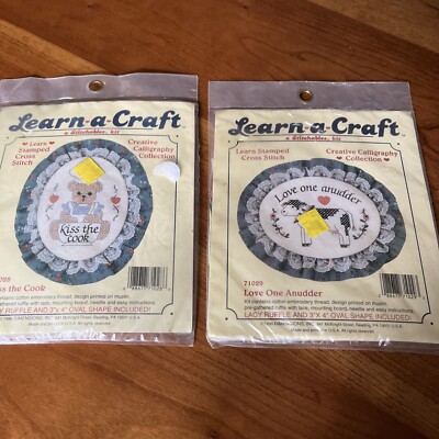 Vintage SEALED DIMENSIONS Learn A Craft CROSS STITCH Kits Lot Of 2