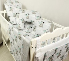 2 -10 pc bedding set nursery baby cotton for cot bed teddy bear grey boy