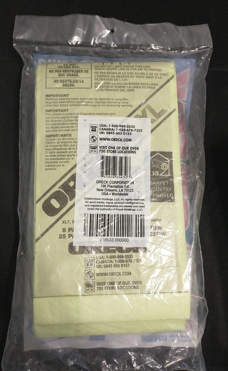 Pack of 8 Oreck XL Type CC Vacuum Cleaner Bags CCPK8DW eBay