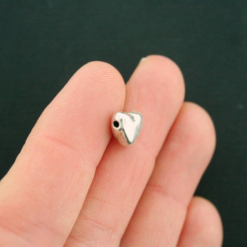 BULK 60 Heart Spacer Beads Antique Silver Tone 3D 10mm x 9mm - SC7482 - Picture 2 of 2