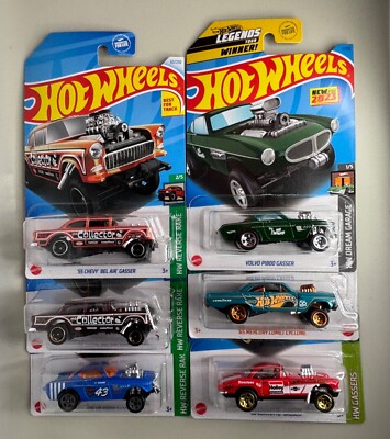 2023-24 Hot Wheels Gassers  55 Chevy Bel Air, Corvette, Volvo, Mercury Lot of 6