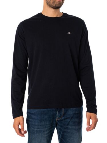 GANT Men's Regular Shield Long Sleeve T-Shirt, Black - Picture 1 of 5