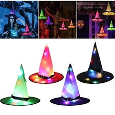 Halloween Witch Hats Lights Decoration For Outdoor Indoor Garden Yard -4 Pcs Set