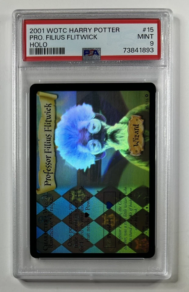 2001 Harry Potter TCG Prof. Filius Flitwick Holo Foil 15/140 Base Set PSA 9 Mint - Image 2 of 3